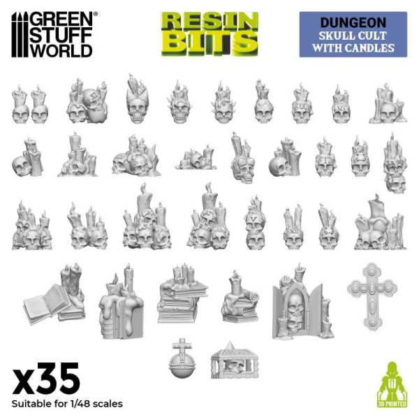 Green Stuff World 3D Printed Set - Skull Cult with Candles