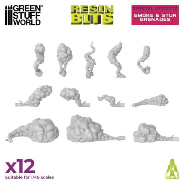 Green Stuff World 3D Printed Set -Smoke and Stun Grenades