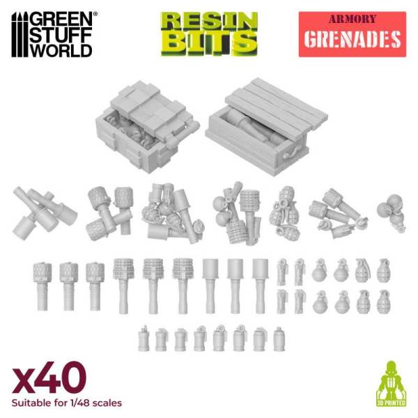 Green Stuff World 3D Printed Set - Grenades