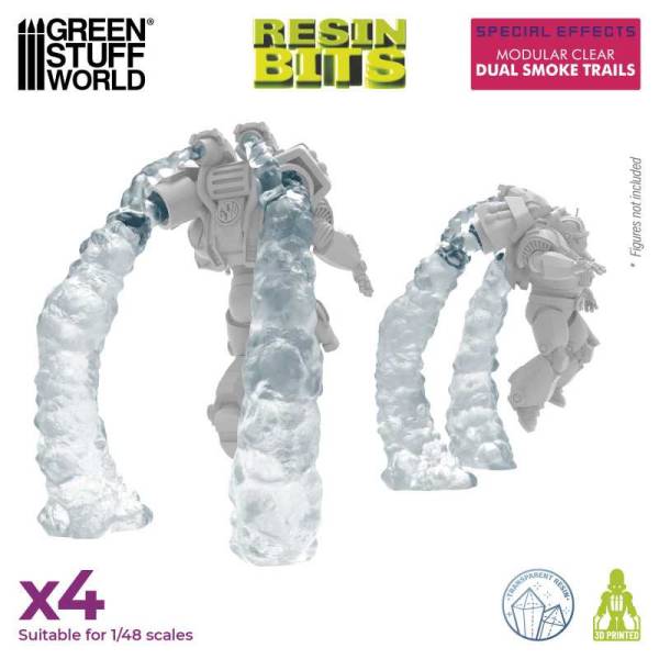 Green Stuff World 3D Printed Set - Modular Clear Dual Smoke Trails for Jump Packs