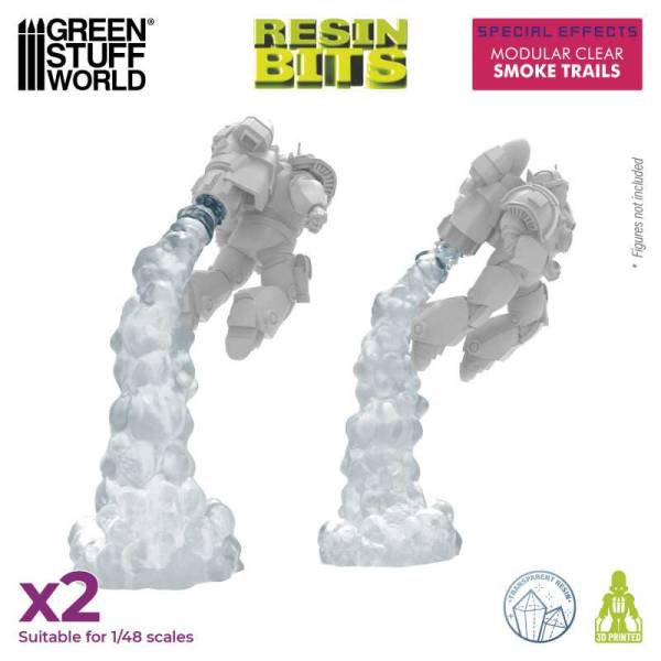 Green Stuff World 3D Printed Set -Modular Clear Smoke Trails for Jump Packs