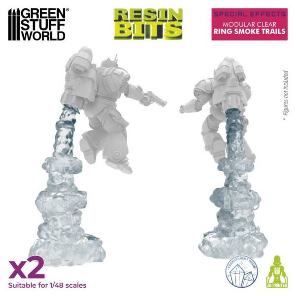 Green Stuff World 3D Printed Set - Modular Clear Ring Smoke Trails for Jump Packs