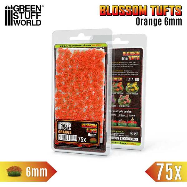 Blossom TUFTS - 6mm self-adhesive - Orange Flowers