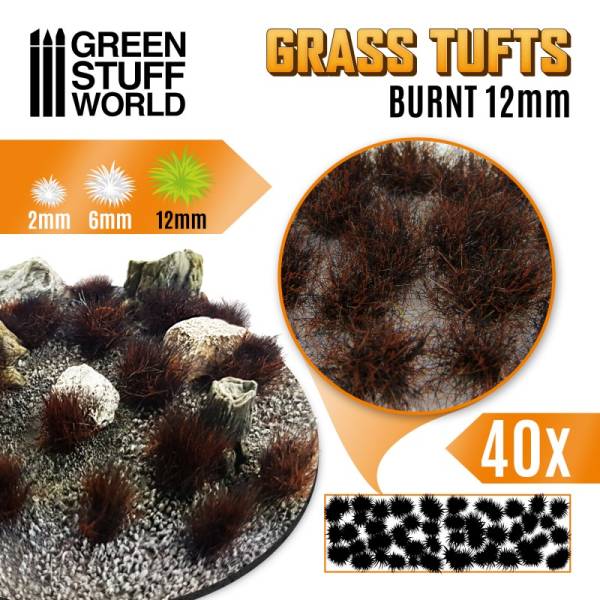 Green Stuff World Static Grass Tufts - 12mm self-adhesive - Burnt Brown