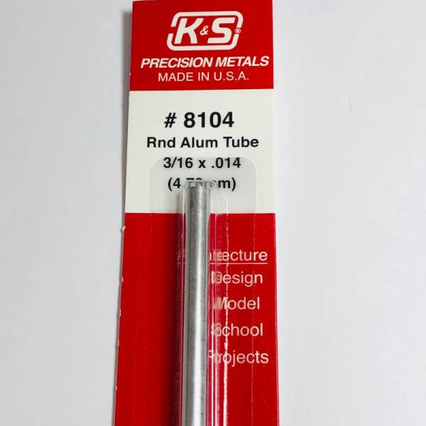 Aluminum Round Tube .014in Wall - 3/16in x 12in - 1 pc.