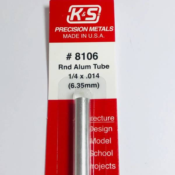 Aluminum Round Tube .014in Wall - 1/4in x 12in - 1pc.