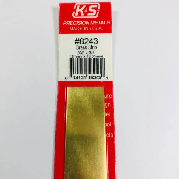 Brass Strips .032in x 3/4in x 12in - 1 pcs.