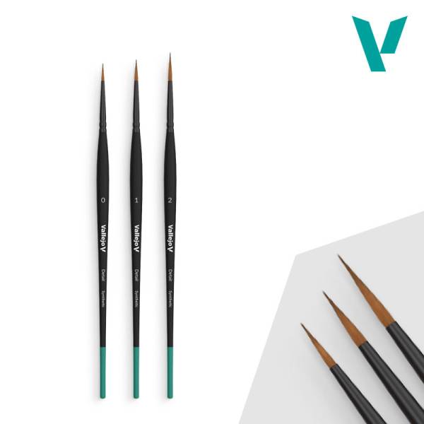 Vallejo Detail Design Round Synthetic Brush Set: 0, 1, 2