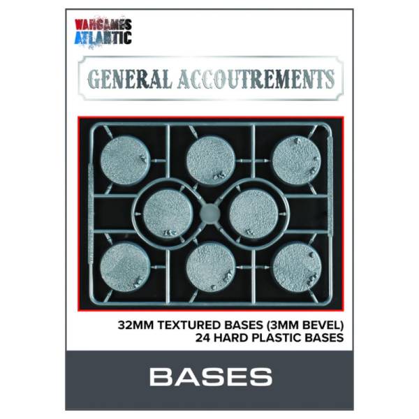 Wargames Atlantic General Accoutrements: 32mm Textured Bases (3mm Bevel)
