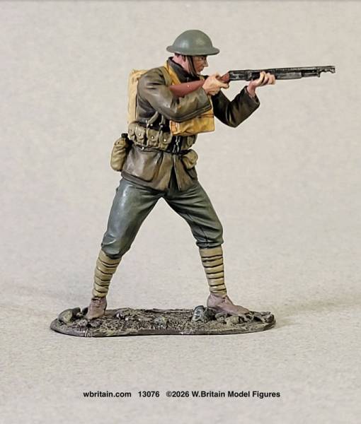 Jack Tars & Leathernecks Collection: U.S.Marine Standing Firing Trench Shot Gun, Belleau Wood, 1918