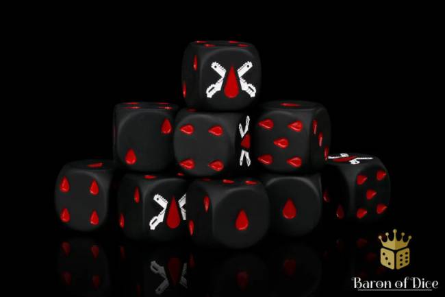 Baron of Dice Chain Blades Dice - Matte Black (25 dice)