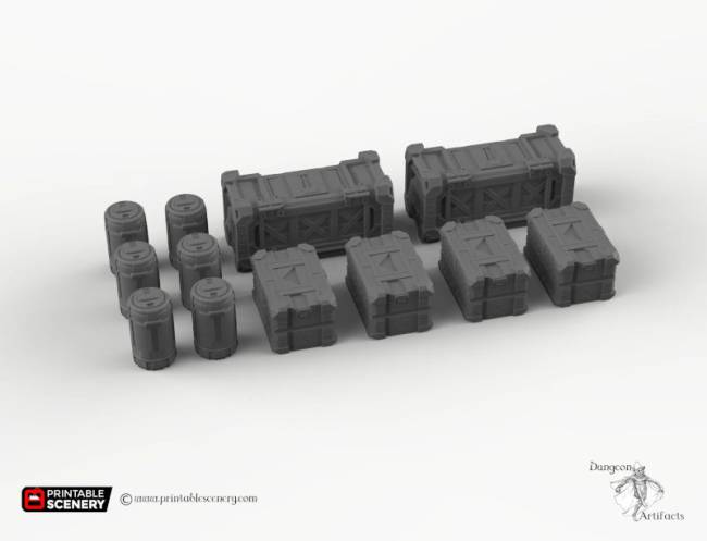 Starship Cargo Bay Containers - Brave New Worlds - Printable Scenery