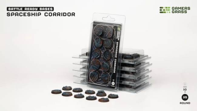 Gamers Grass Battle Ready Bases - Starship Corridor, Round 25mm (x8)