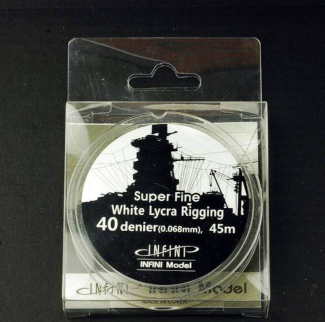 Infini Model White Lycra Ship Rigging - Super Fine 40 Denier (0.068mm x 145 feet)