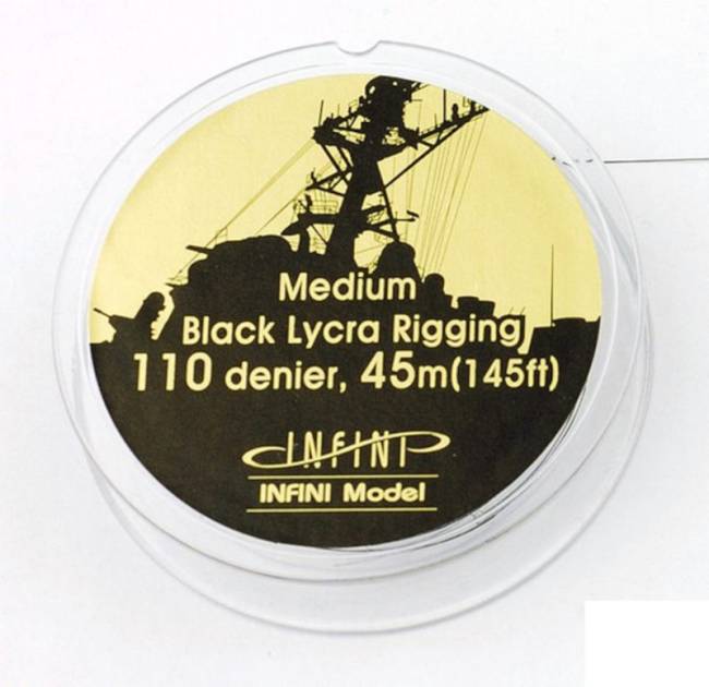 Infini Model Black Lycra Ship Rigging - Medium 110 Denier (0.121mm x 145 feet)