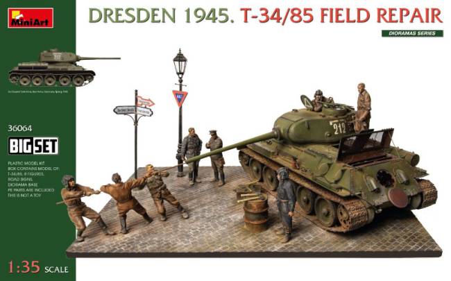 MiniArt Dresden1945. T-34/85 Field Repair. Big Kit