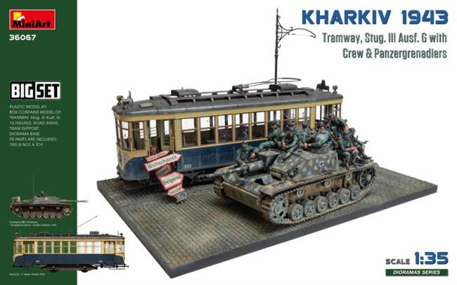 Miniart Big Set Kharkiv 1943: TRAM & StuG.III Ausf.G with Crew & Panzergrenadiers