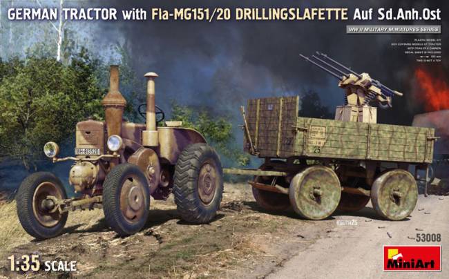 Miniart German Tractor with Fla-MG151/20 Drillingslafette Auf Sd.Anh.Ost