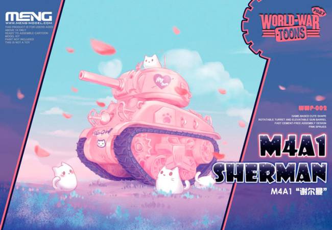 Pinky M4A1 Sherman U.S Tank in Pink - World War Toon Meng Model Kids Caricature Series