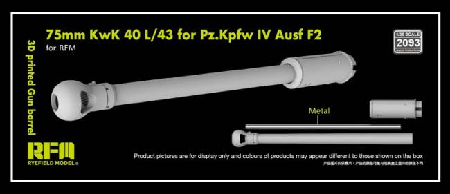 Rye Field 75mm KwK 40 L/43 Gun Barrel for Panzer IV Ausf F2 (RFM kit)