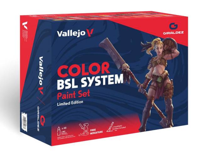 Vallejo BSL (Base, Shadow, Light) System Game Color Paint Set (48 Colors) w/Brushes & Figure