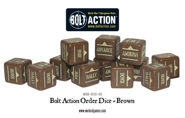 Bolt Action Orders Dice Packs - Brown