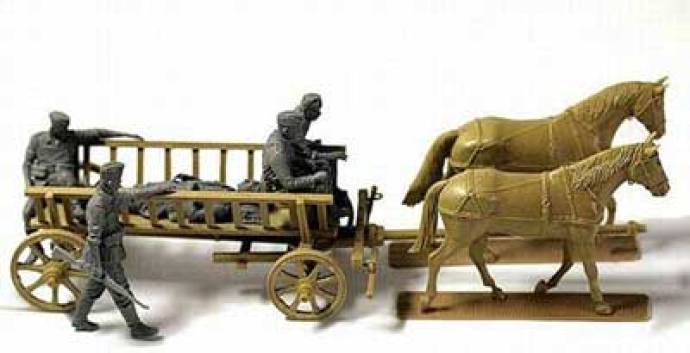 WWII Road to the Rear � German Soldiers, Farmer&rsquo;s Cart, and Horses
