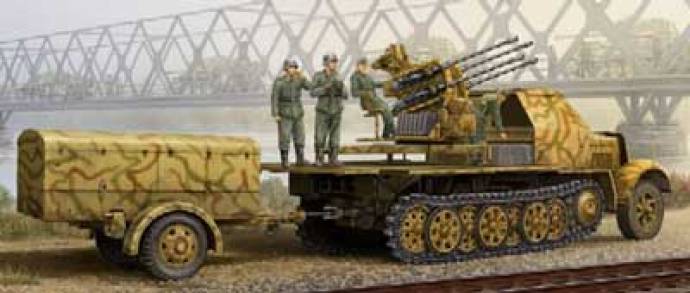 German SdKfz 7/1 Halftrack (Late Version) with 2cm Flak 38 Gun and Supply Trailer