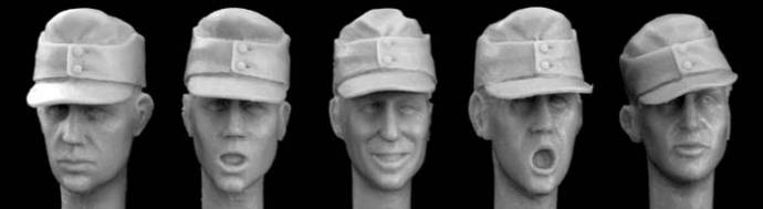 German Heads with Field Caps
