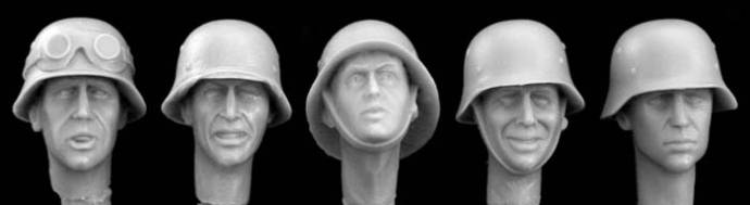 German Heads with Plain Helmets