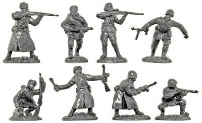WWII Russian Infantry in Winter Uniforms in Gray