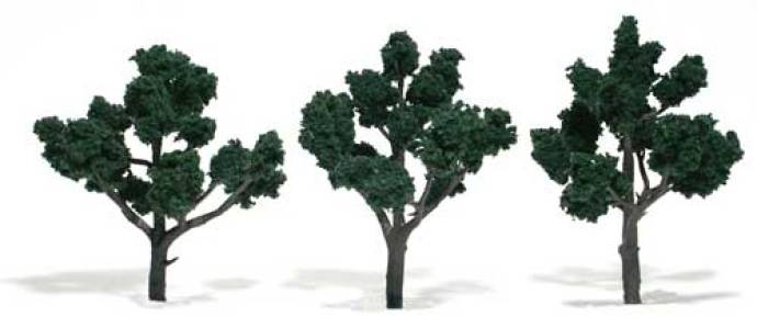 Trees - 4-5in Dark Green Ready Made Deciduous Trees