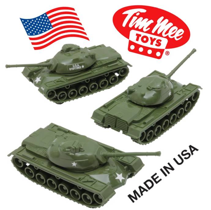 TimMee Toy Tanks for Plastic Army Men- Olive Green WW2 3pc Set