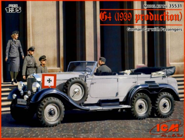 WWII G4 1939 German Staff Car with Figures