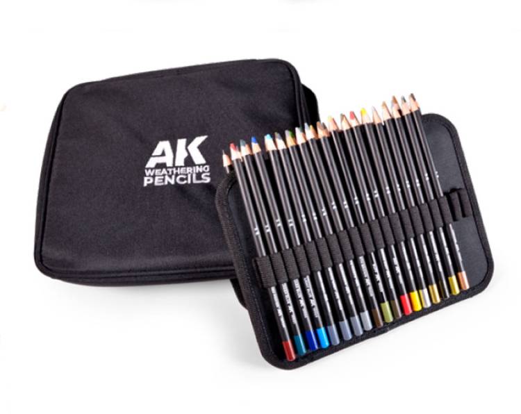 AK Interactive Weathering Pencils Full Range Cloth Case w/Zipper
