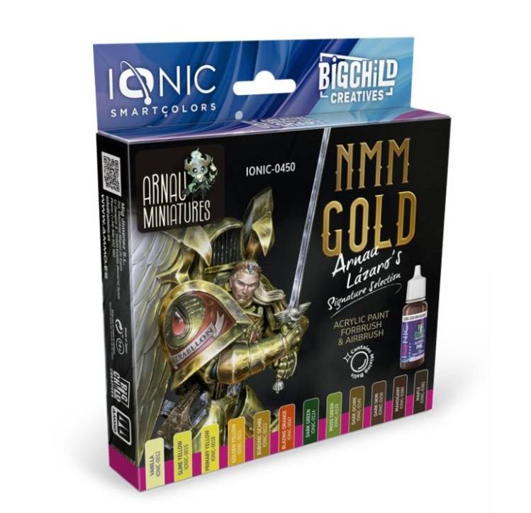 Ionic Smart Colors NMM Gold Arnau Lazaro Signature Selection Acrylic Paint Set (9 Colors & 3 Exclusive Inks)