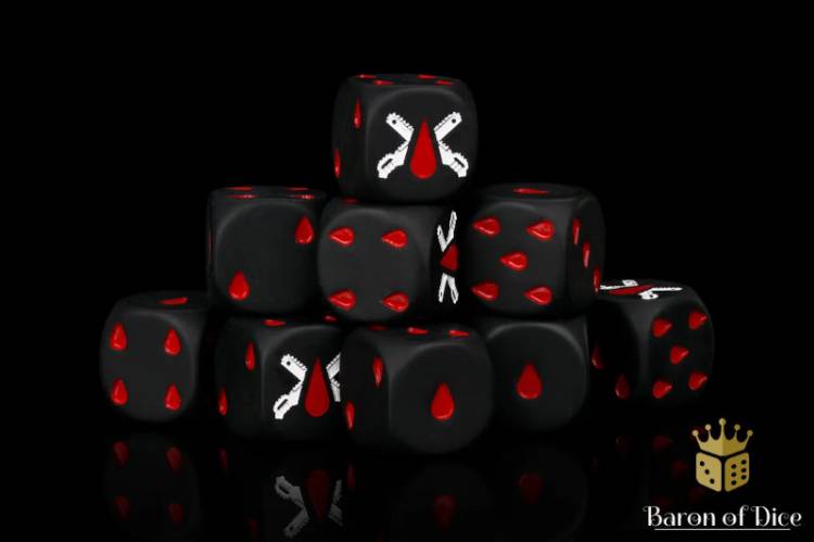 Baron of Dice Chain Blades Dice - Matte Black (25 dice)