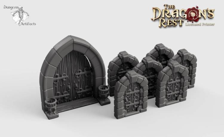 Dungeon Door Set - Dragons Rest - Printable Scenery