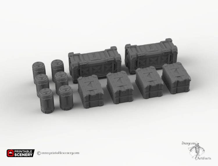 Starship Cargo Bay Containers - Brave New Worlds - Printable Scenery