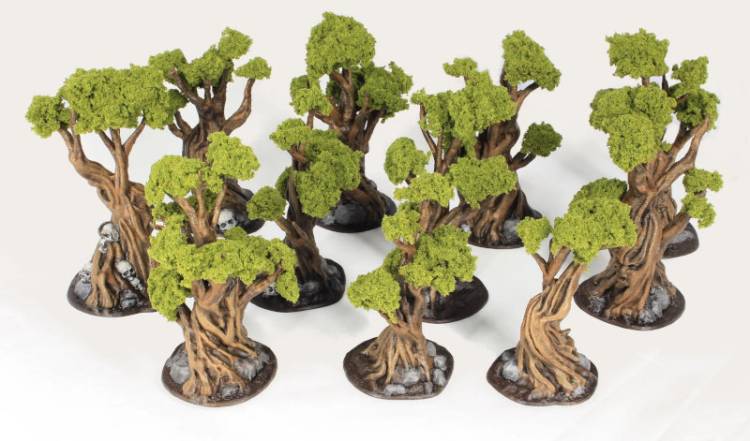 Gnarly, Wildwood, and Skull Tree  with Stumps Set - Winterdale - Printable Scenery