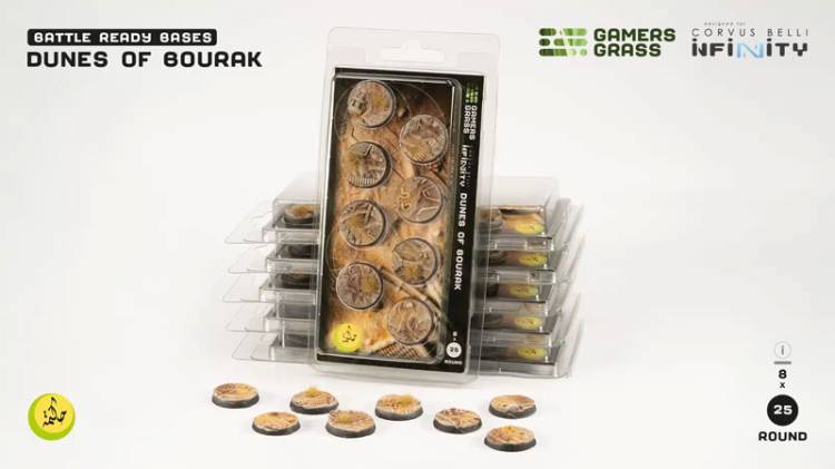 Gamers Grass Battle Ready Bases - Dunes of Bourak Bases, Round 25mm (x8)