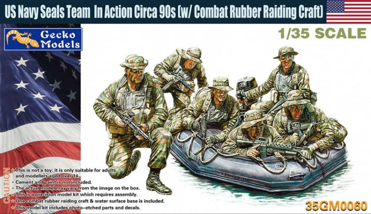 Gecko US Navy Seals Team in Action 90s w/Combat Rubber Raiding Craft