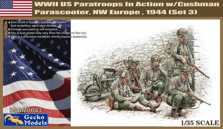 Gecko WWII US Paratroops in Action (3) w/Cushmann Parascooter NW Europe 1944