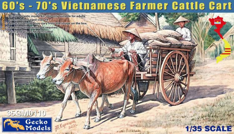 Gecko Vietnamese Farmer Cattle Cart w/Villagers & Bulls