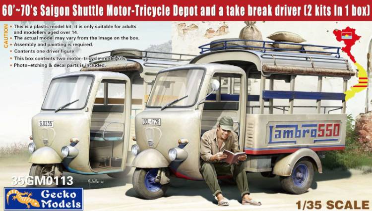 Gecko 60-70's Saigon Shuttle Motor-Tricycle Depot and a take break driver