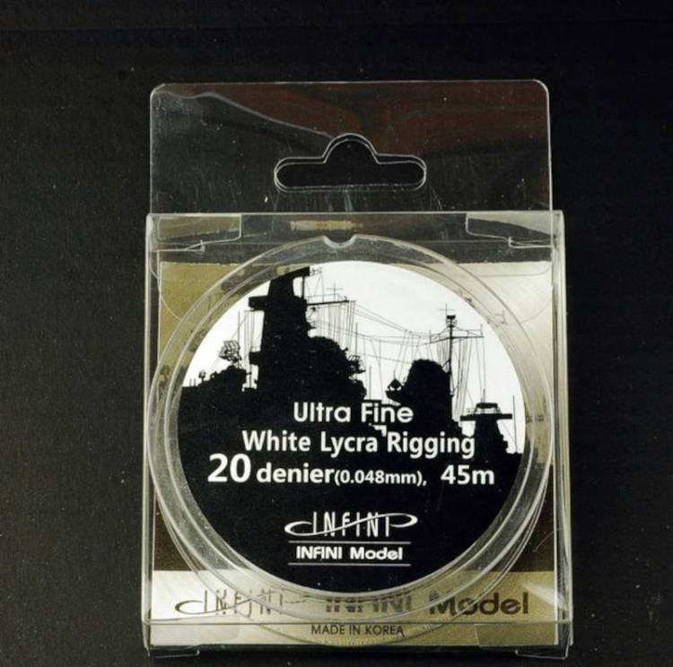 Infini Model White Lycra Ship Rigging - Ultra Fine 20 Denier (0.048mm x 145 feet)
