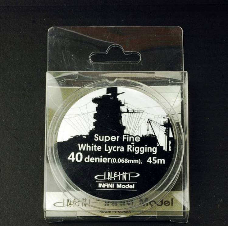 Infini Model White Lycra Ship Rigging - Super Fine 40 Denier (0.068mm x 145 feet)