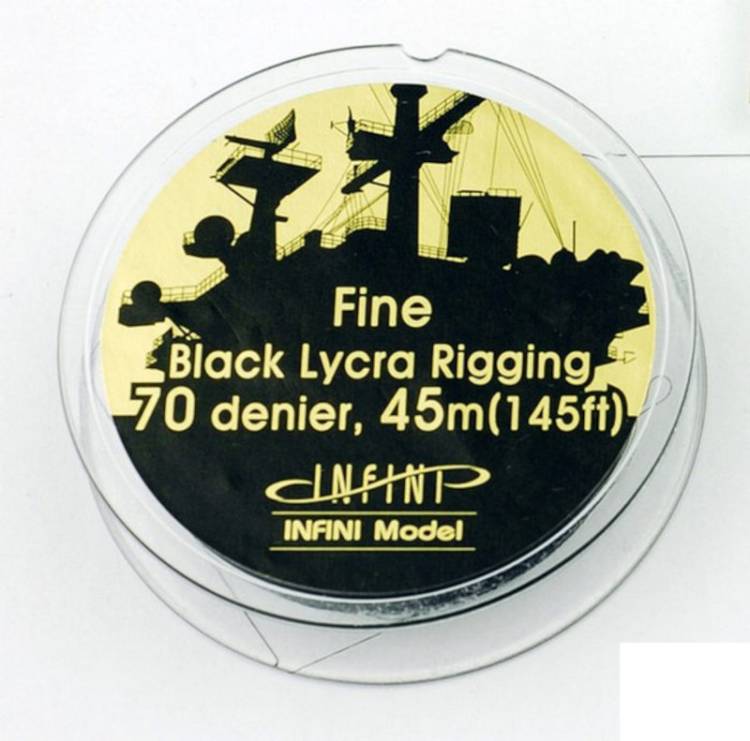 Infini Model Black Lycra Ship Rigging - Fine 70 Denier (0.091mm x 145 feet)