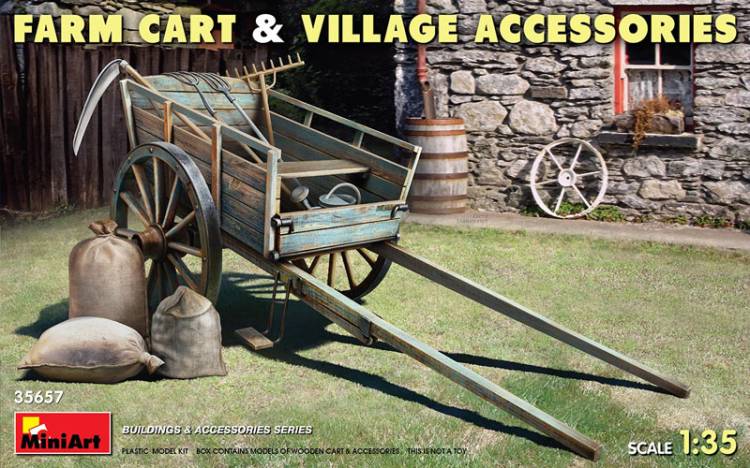 Miniart Farm Cart with Village Accessories