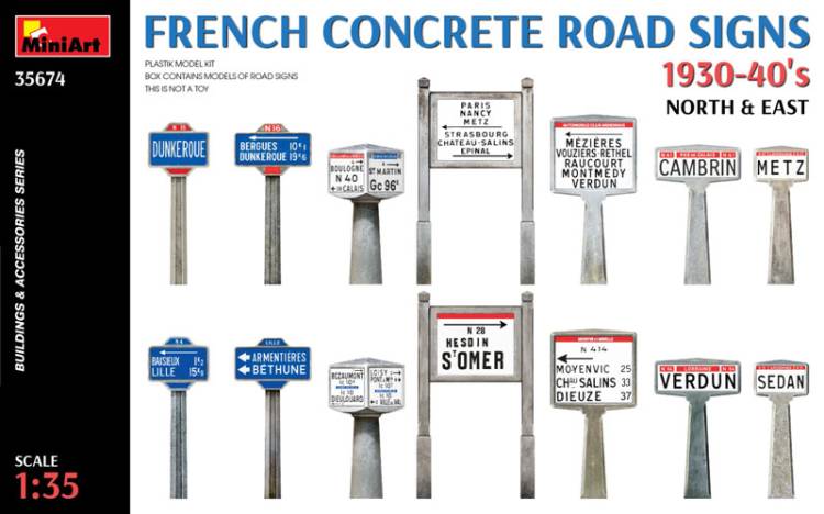 Miniart French Concrete Road Signs 1930-40s North & East